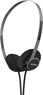 Koss KPH40 Utility On-Ear Headphones, Detachable Interchangeable Cord System, Retro Style, Ultra Lightweight Design Stealth Black