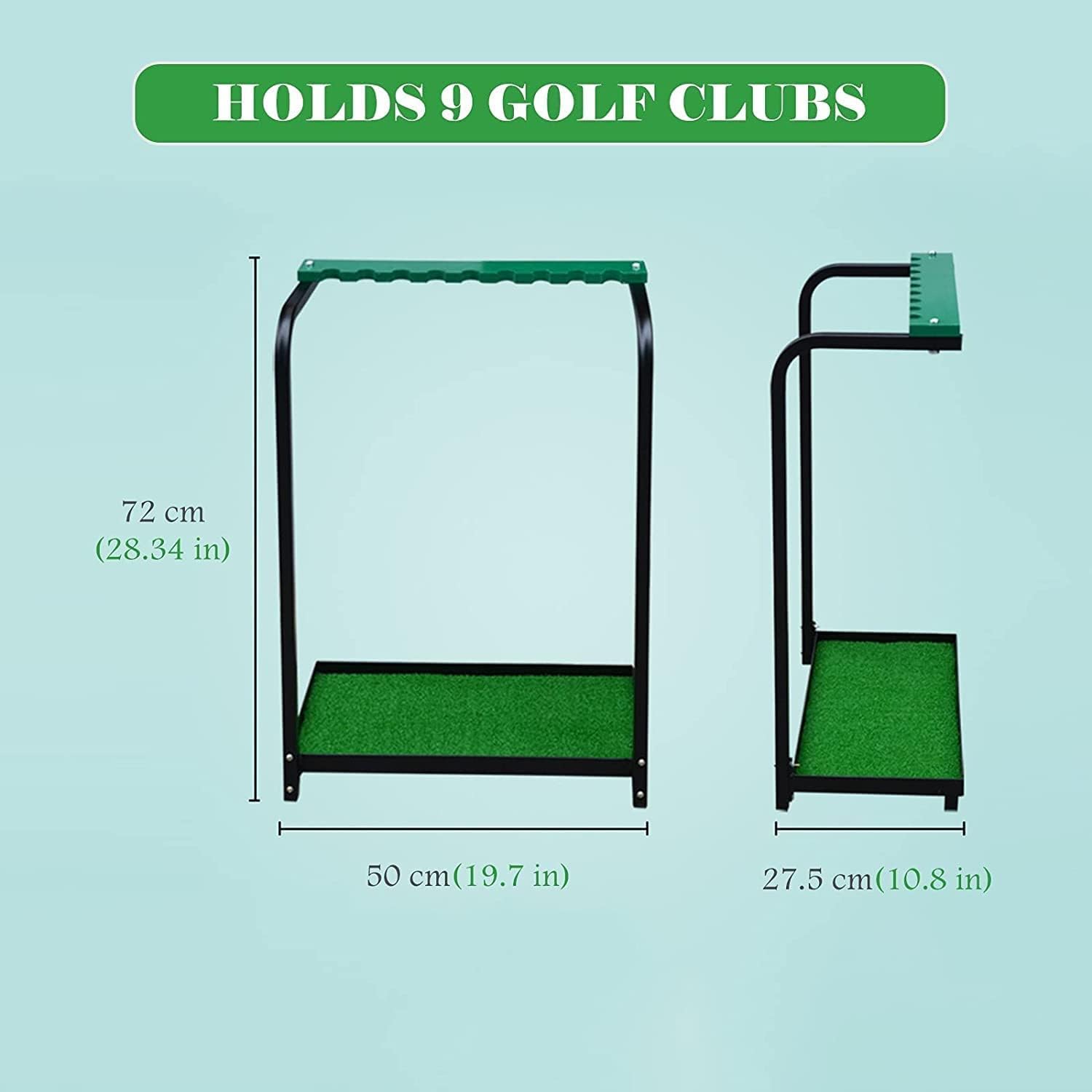 9 Hole Golf Holder Rack, Garage Golf Club Putter Storage Stand with Lawn Mat, Heavy Duty Metal Display for Golfer, Practice Clubs