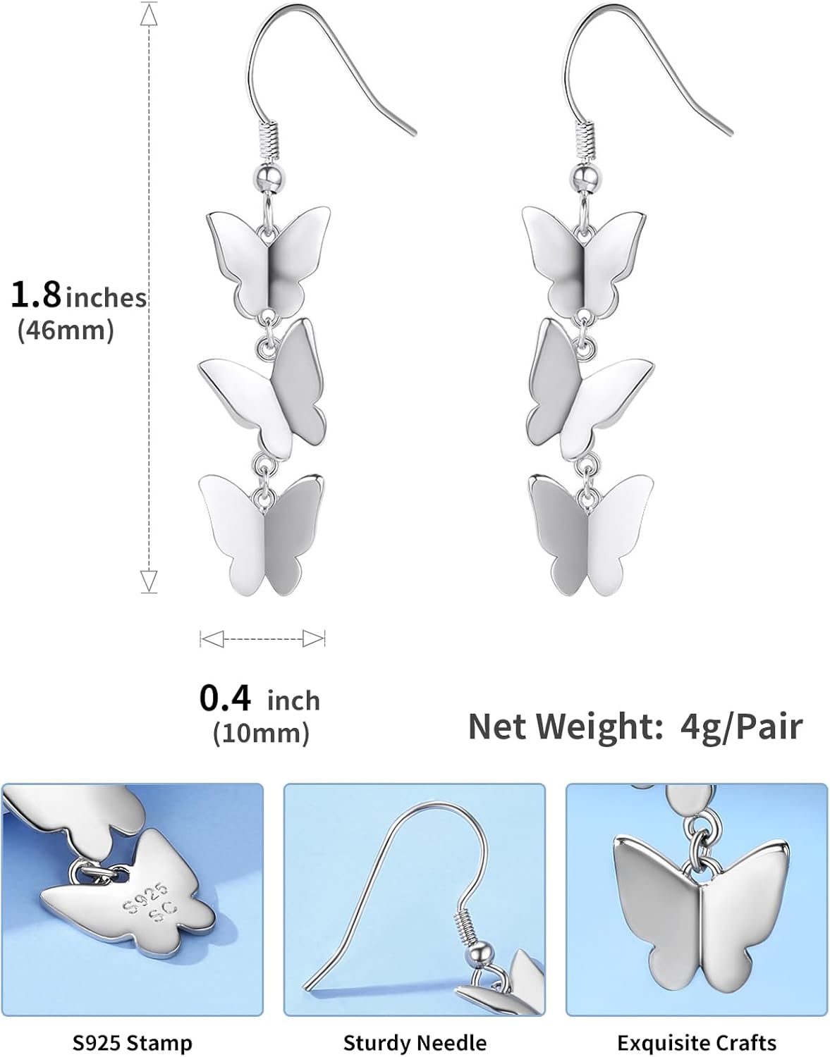 925 Silver Cute Pig/Panda Bear/Dog/Cat Earrings Stud Solid Sterling Jewelry " Kiss me Hug Me" 3D Kitten Earring - Image 4