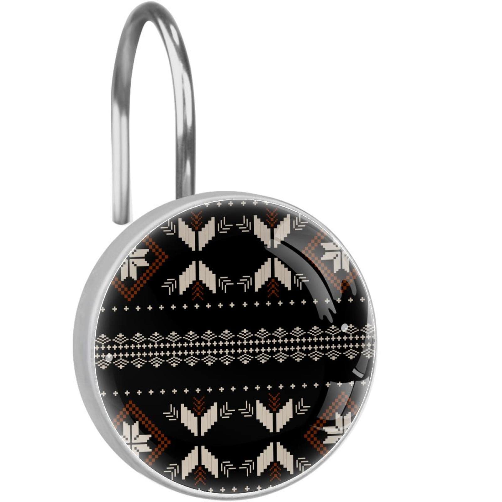 Crochets de rideau de douche en acier inox style tribal foncé