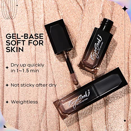 Eyeseek Liquid Eyeshadow Metallic Champagne Eye Makeup, Brilliant Cream Gel Shimmer Glitter Shadow Brightener - Glitter Champagne #TOP3