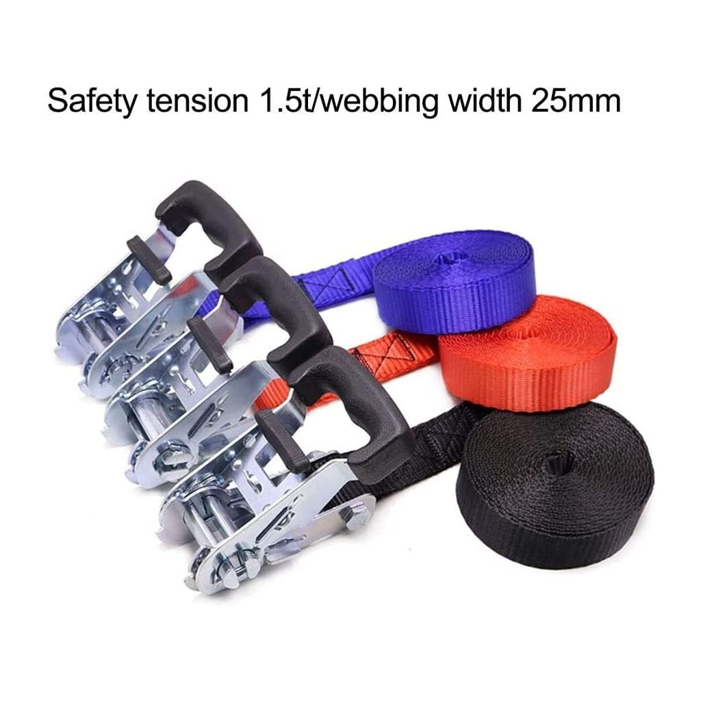 Correas de amarre de trinquete 1 pulgada de ancho Tirador de seguridad 1.5 toneladas 4 juegos Cinturones tensores negros Correas de amarre para recorridos autónomos Cinturones de fijación de transpo