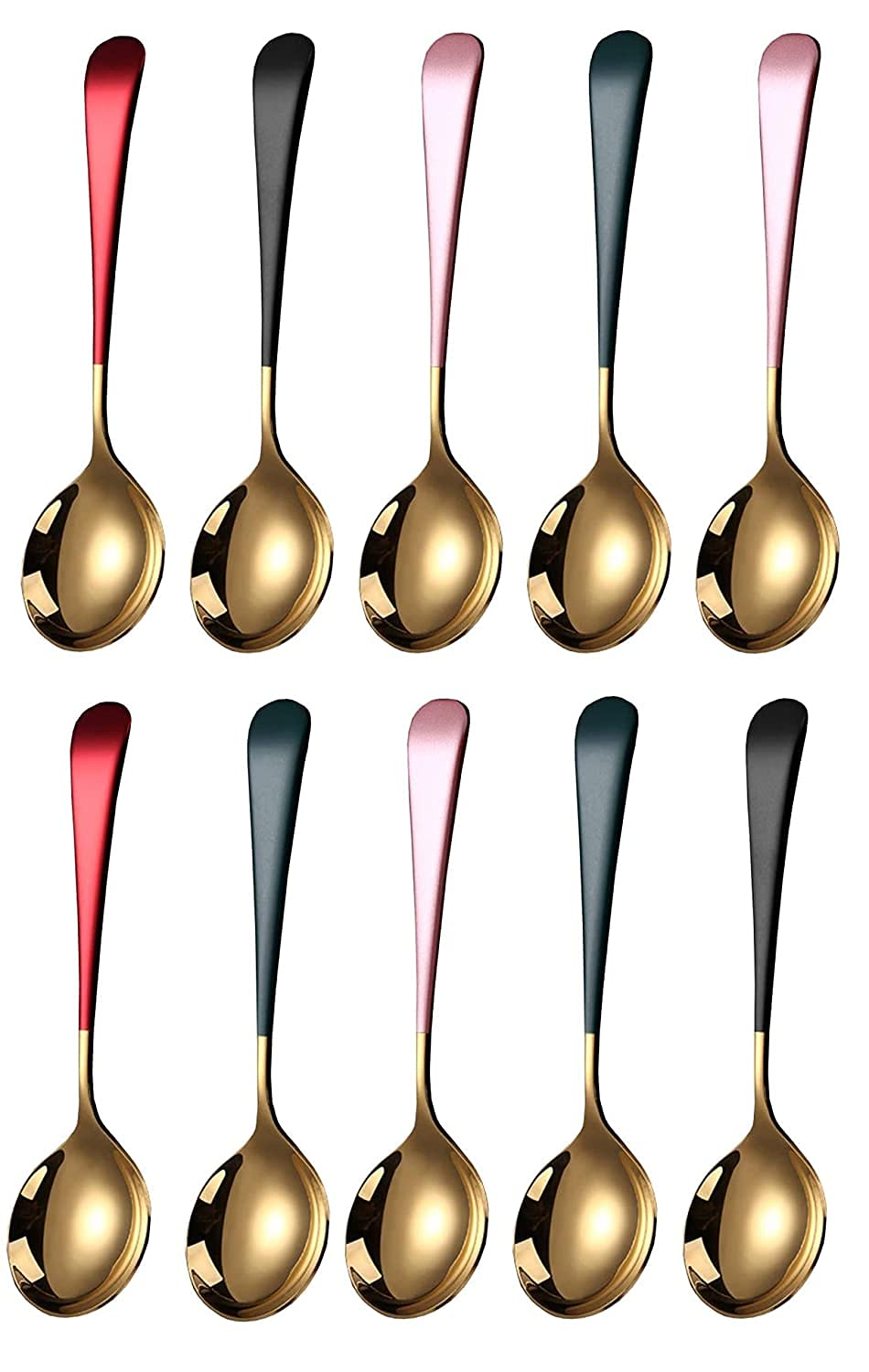 Golden Round Head Spoons, sus 304 Modern and Fashionable Thick 7.2 in Spoon Used for Soup, Grain, Dessert, Fruits, Milk Tea, Coffee (Set of 6) — Amazon image 13