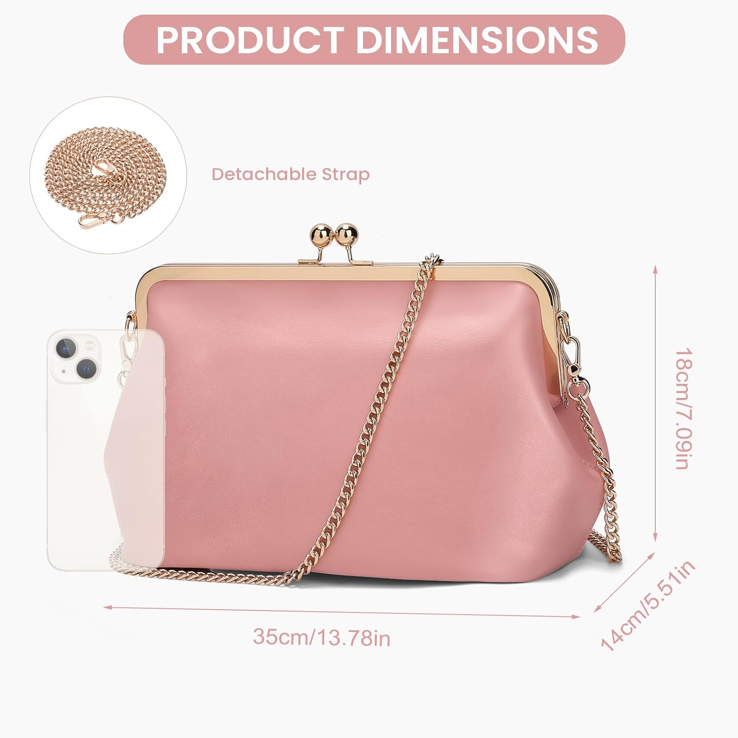 Women's Kiss Lock Crossbody Bag PU Medium Handbags Kiss Clasp Crossbody Shoulder Bags Tote Purse Messenger Handbag - Image 6