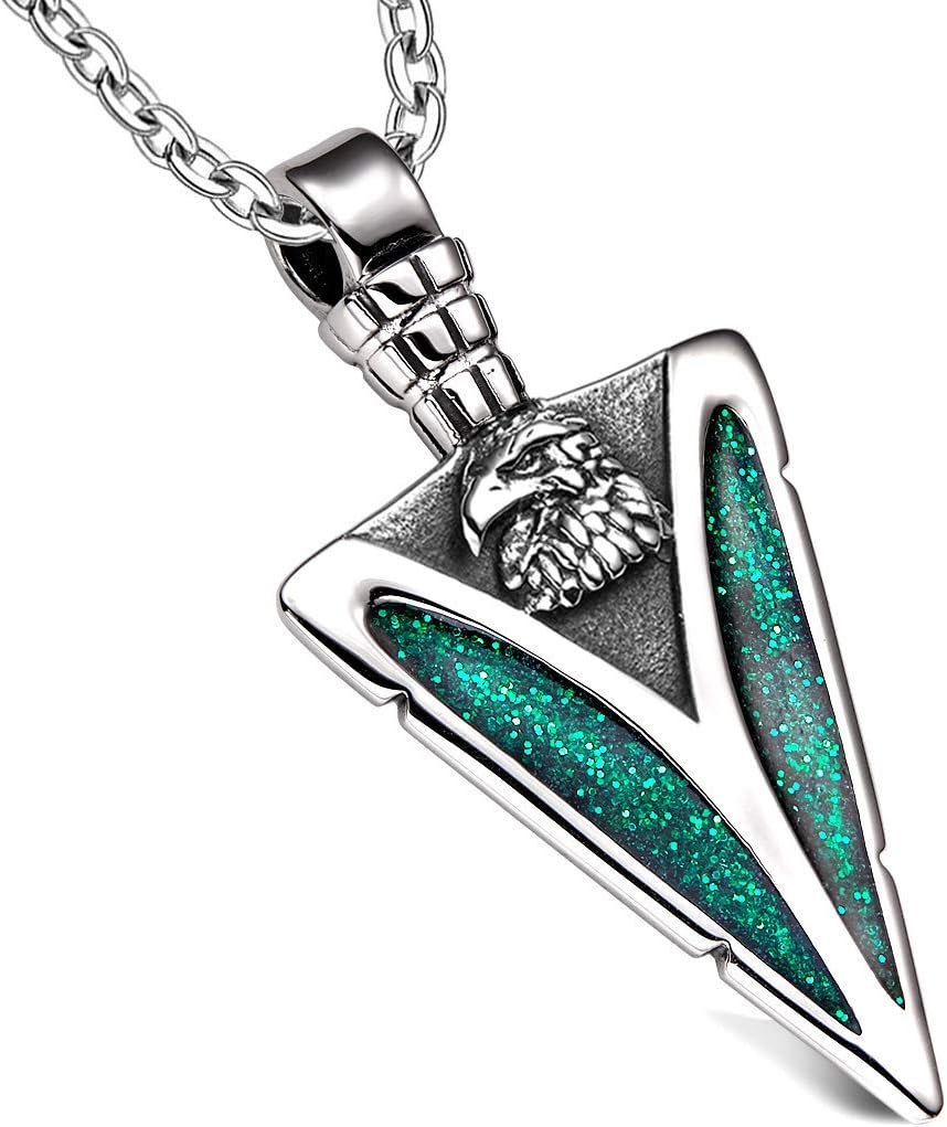 American Eagle Necklace - Arrowhead Jewelry for Men or Women - Wild and Courage Totem Amulet Pendant