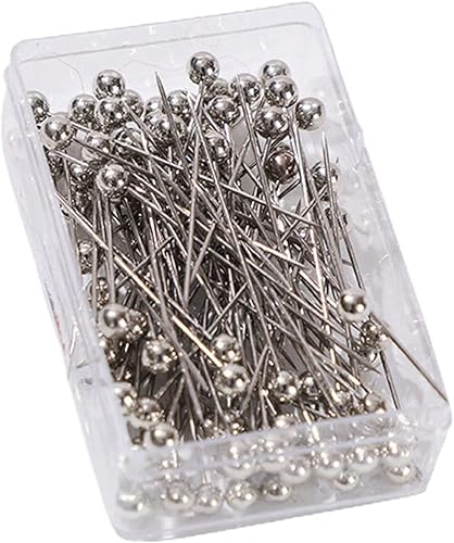 Walbest Pines, 100 unidades por caja coloridos redondos de hiyab con caja de almacenamiento, diseño de una punta, alfileres de costura fijos,