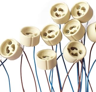 NOAMED Fengyan Lighting Accessories 100pcs/lot GU10 Ceramic Lamp Base 15cm Long 0.5mm Heat Resistance 300℃ Wire Beige Pure White