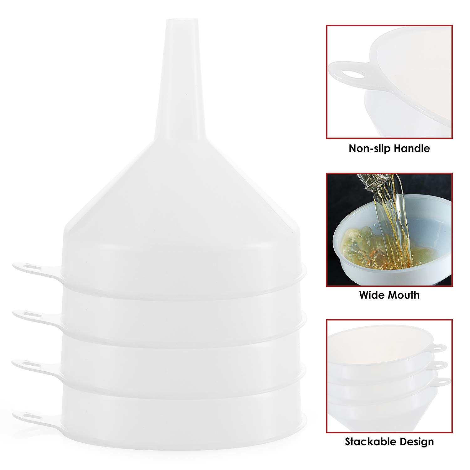 Set 6 Imbuti In Plastica Multiuso: Diametro 10,2 Cm – Per Trasferire Liquidi E Polveri, Food Safe E Senza BPA