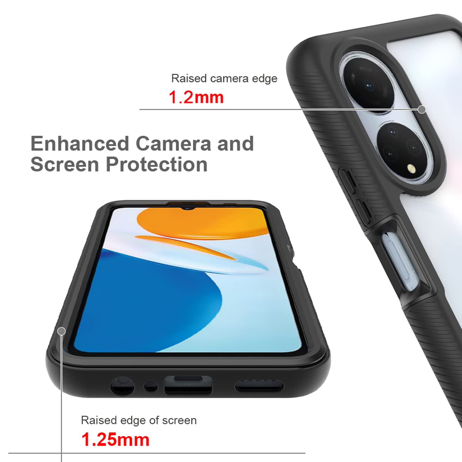 XINYEXIN Cover per Honor X8, Custodia con Protezione Fotocamera [360° Magnetica Anello Supporto] Hard PC y TPU Silicone Antiurto Custodie - Nero