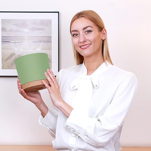 Miniatura 8 de ZMTECH Macetas para plantas, juego de 6 macetas de plástico de riego automático de 6.5 pulgadas con orificio de drenaje y platillo, maceta