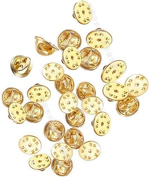 vmcoatdu 30 Pieces Brass Butterfly Cluth Badge Insignia Clutches Locking Pin Backs Locking Pin Keepers Clasp Metal Pin Locks Back