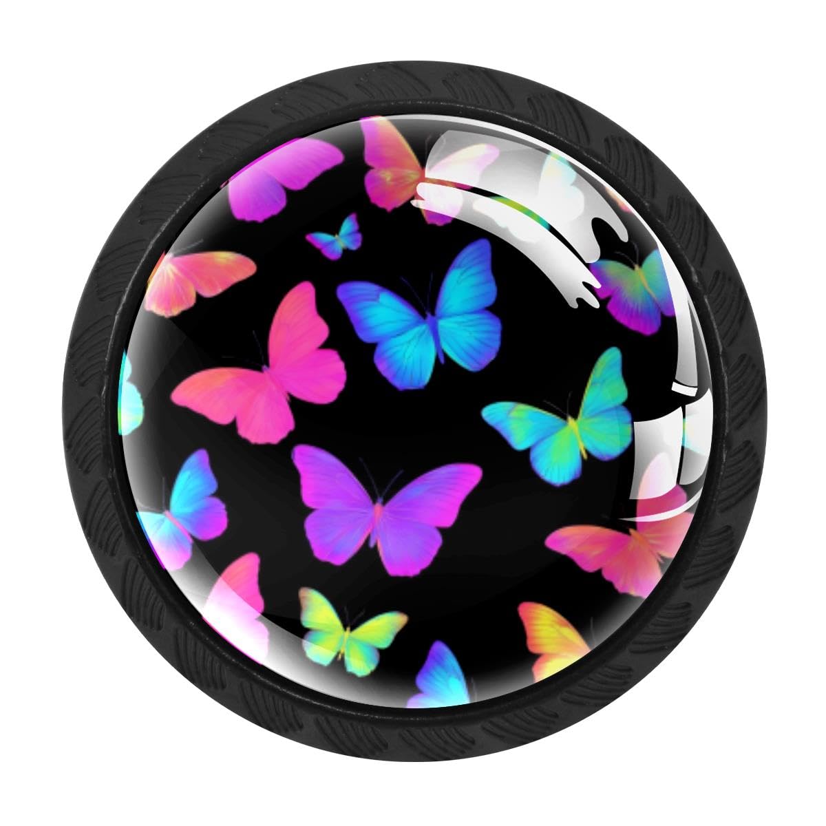 Heoeh Multi 9 4 Pcs Cabinet Knobs, Colorful Butterfly Drawer Knobs Dresser Handles