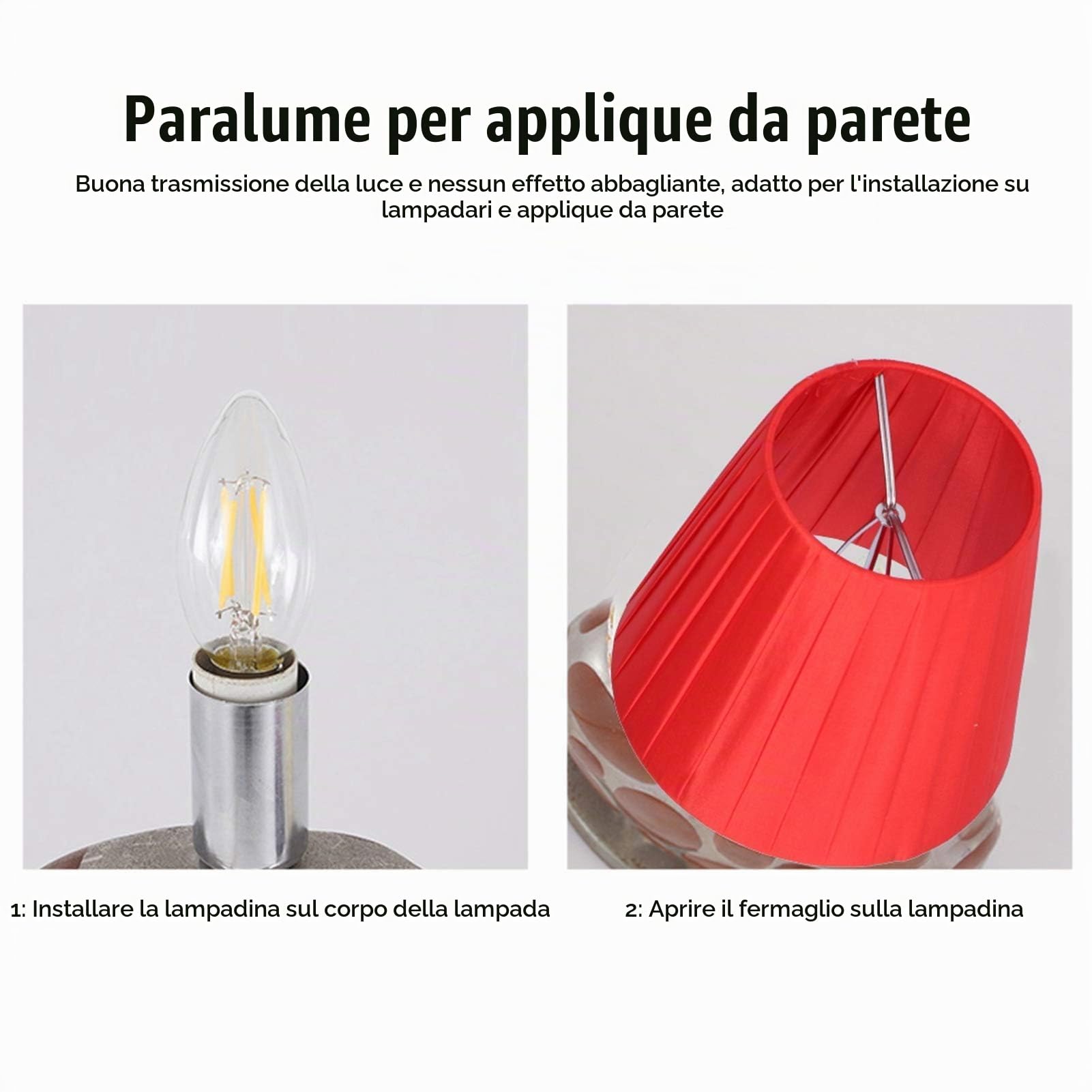 HERCHR 6Pcs Paralume Paralume per Lampada da Tavolo Lampadario di Cristallo in Tessuto Lampada da Parete, Rosso