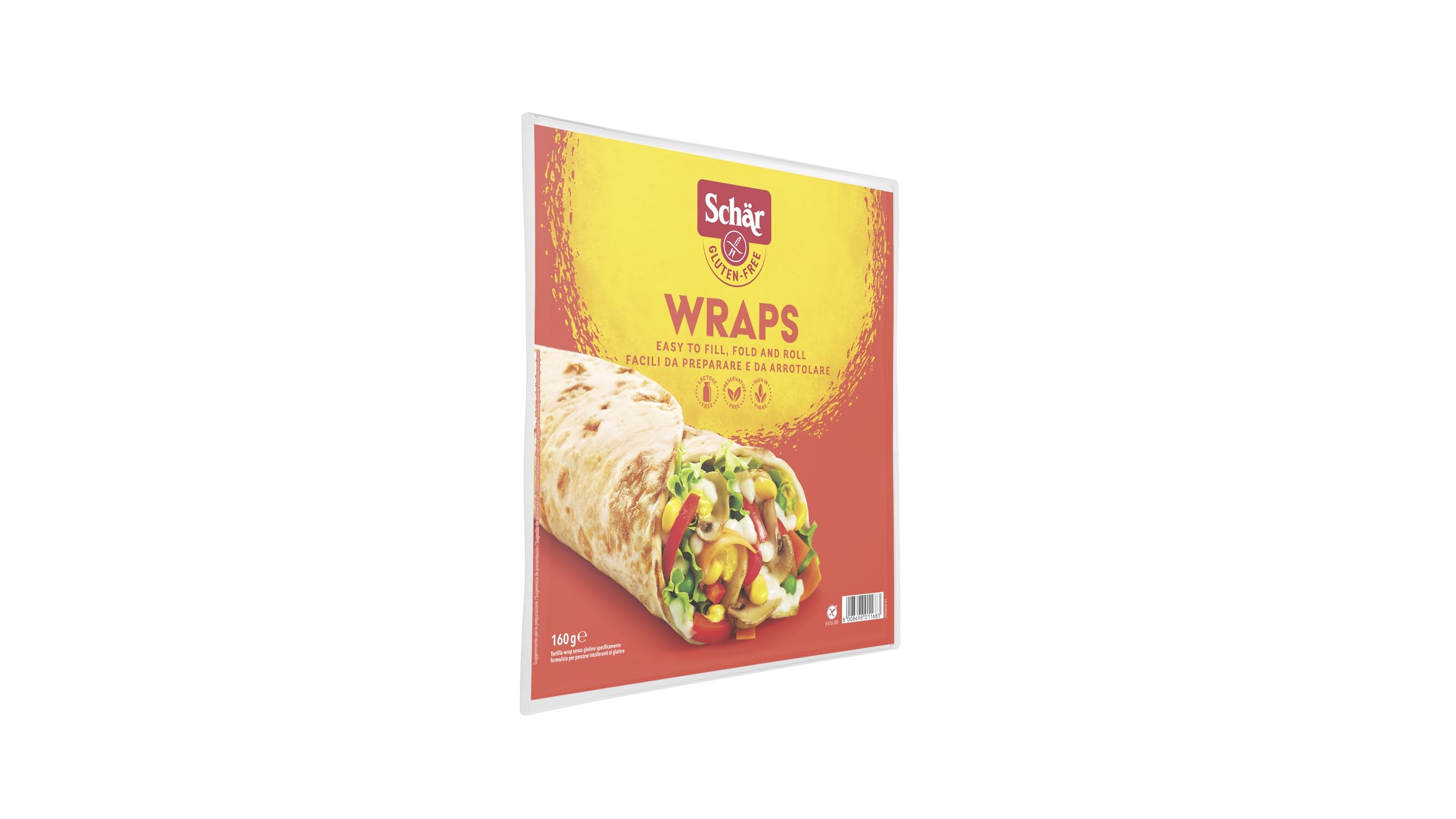 Schär, Wraps Tortillas Morbide da Farcire, Senza Glutine e Senza Conservanti, Vegano, 6 Confezioni, 160g