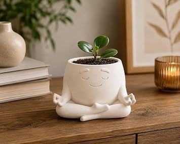 Meditasyon Temalı Dekoratif Saksı, 9x8x6 cm