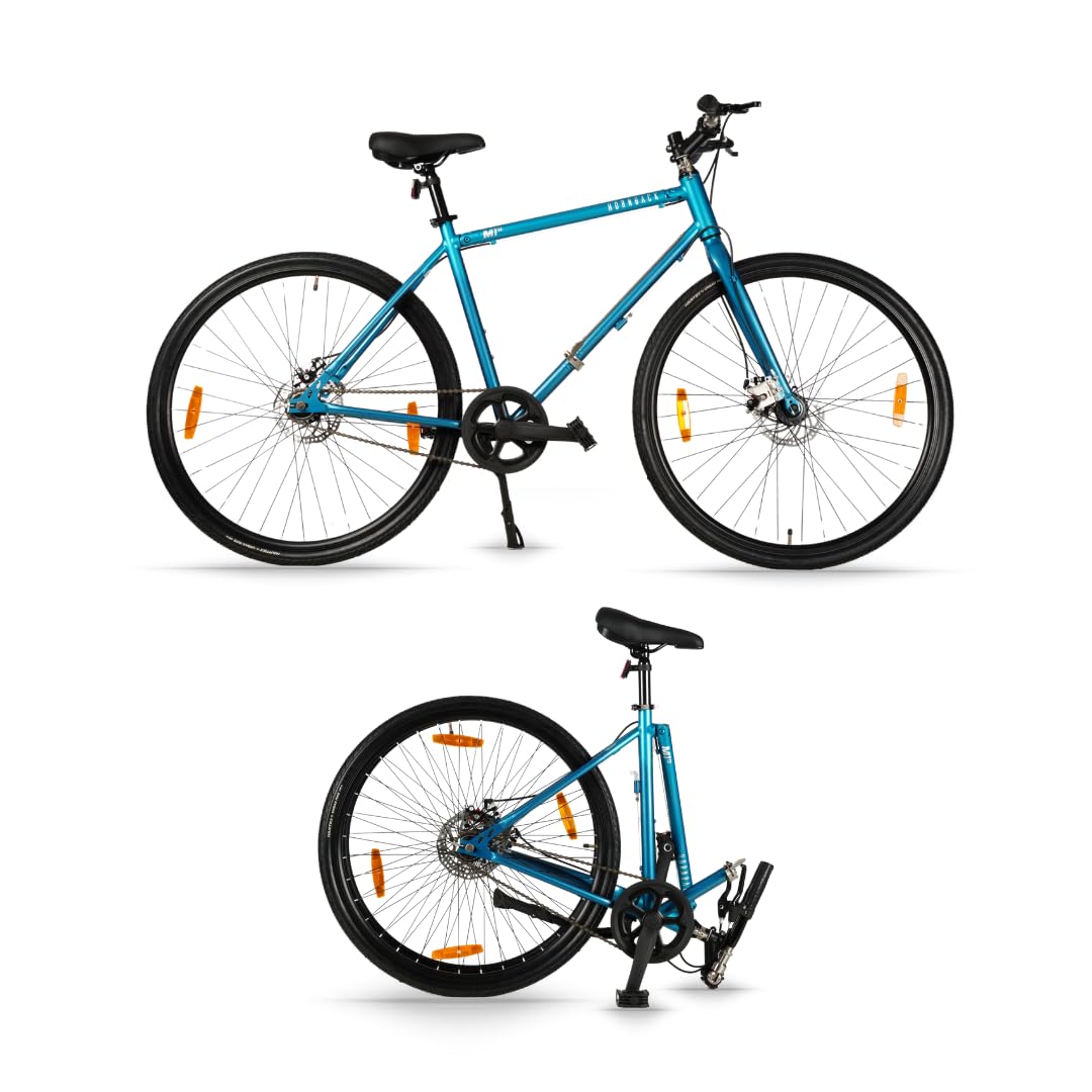 M1s Full Size Foldable Cycle for Men & Women | 20-inch Rigid Stainless Steel & Alloy Steel Frame | 28-inch Wheels | Mechanical Disc Brakes | Fully Assembled | Ocean Blue-image-7