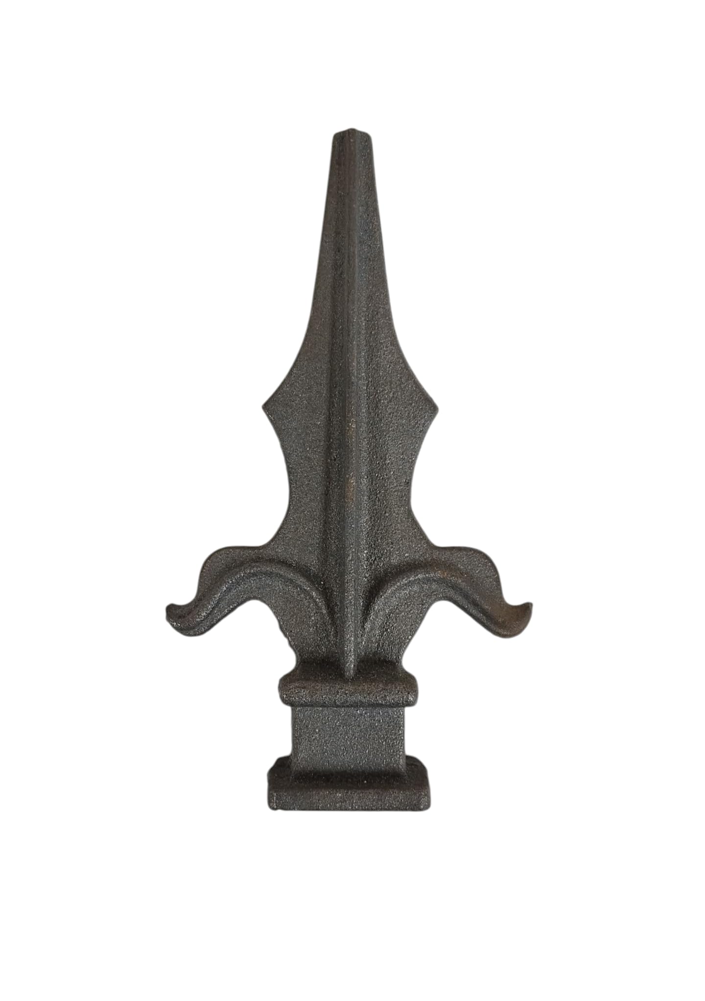Cast Iron Fence Finials, Multiple Decorative Styles &amp; Sizes, 1/2" to 1" Inch Square and Round Spears, Fleur de Lis Design (3/4" Plant Spear SQ, 4)
