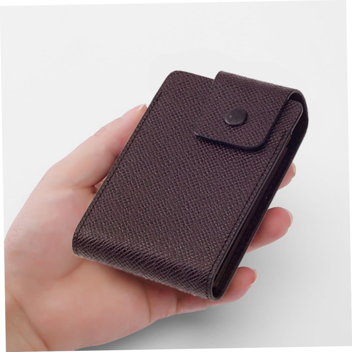 FOMIYES Buckle Id Card Bag Multifunction Certificate Storage Wallet for Men Coffee Brown