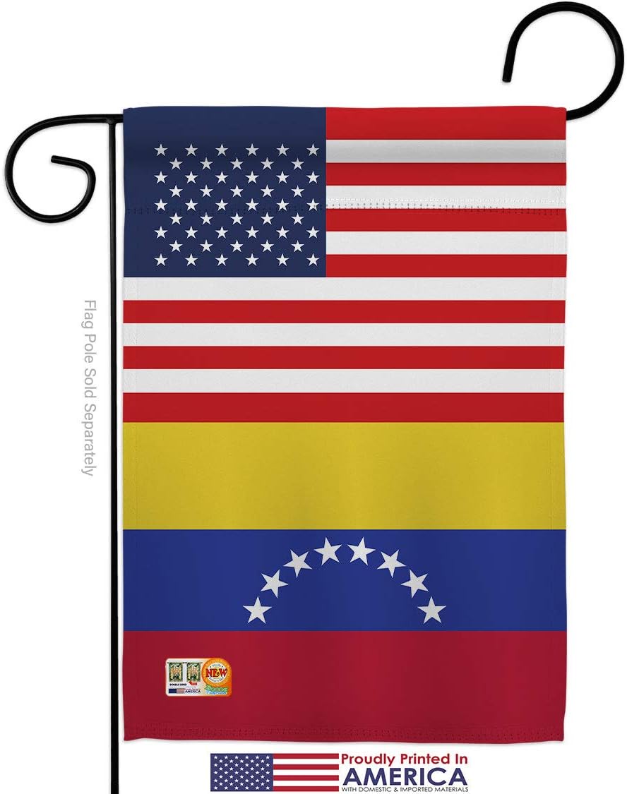 Venezuela US Friendship Garden Flag Set Wall Holder Regional USA American Alliance World Country Particular Area Small Decorative Gift Yard House Banner Made In 13 X 18.5