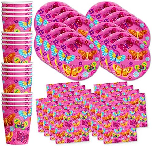 Amazon.com: Whimsical Pink Butterfly Birthday Party Supplies ...