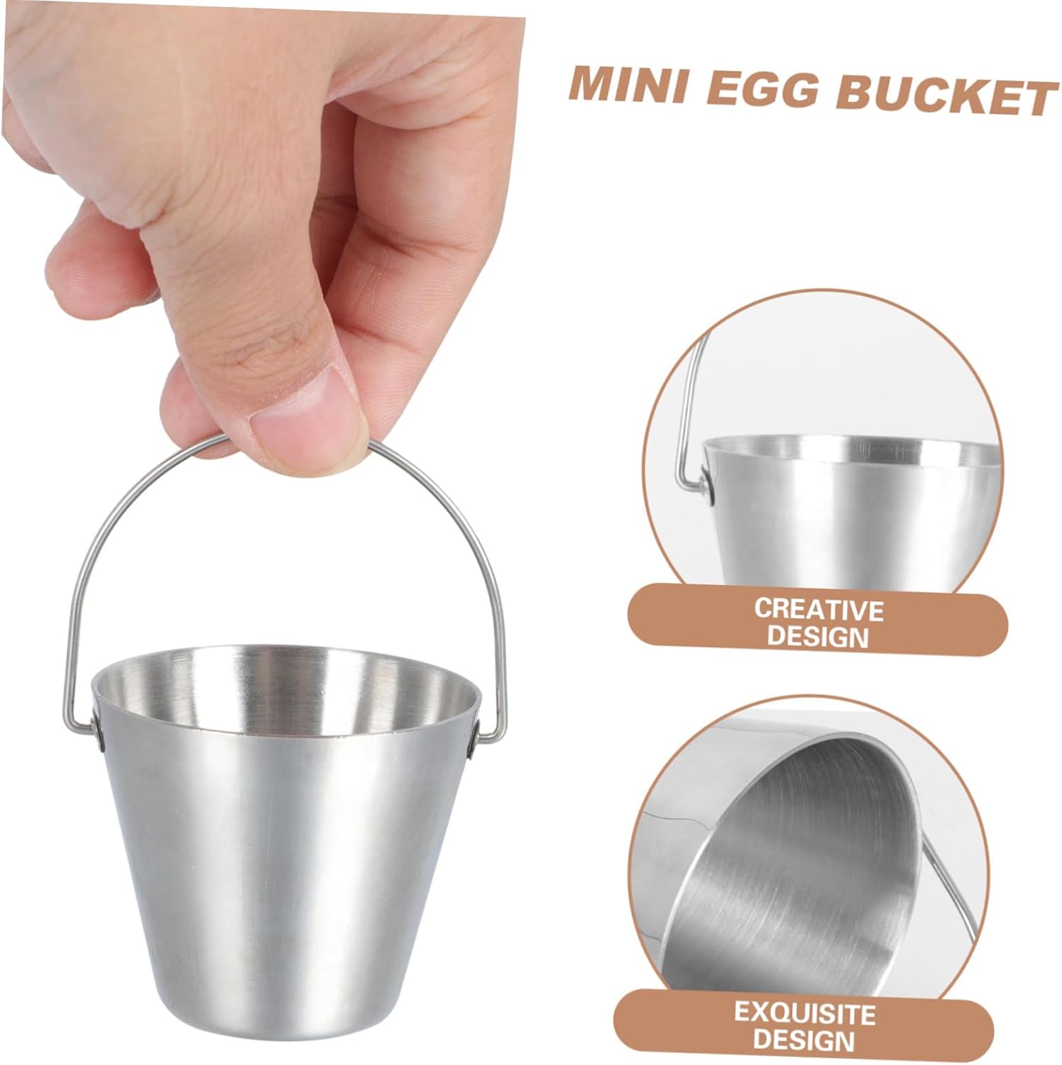 6pcs Stainless Steel Holder for Steamed Eggs Storage Bucket Handle for Kitchen Organization for Breakfast Preparation