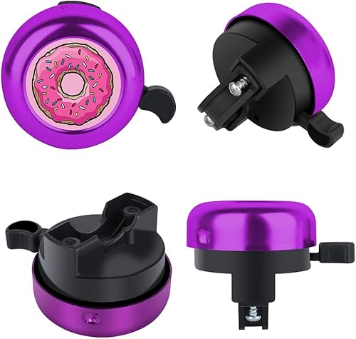 Miniatura 4 de MZELQ Campana de bicicleta con bonito sonido claro, tamaño ajustable, accesorios de bicicleta de aluminio, anillo de campana para niñas, mujeres,