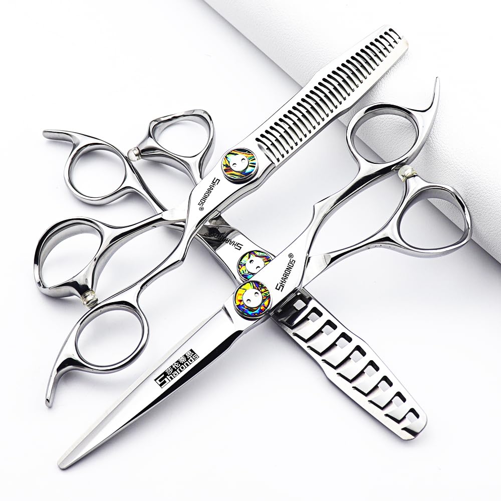 Set forbici per parrucchiere professionali da 6/6,8 pollici, forbici per parrucchiere in acciaio inossidabile 440C, taglio affilato e preciso (6 pollici - 3pc-E)