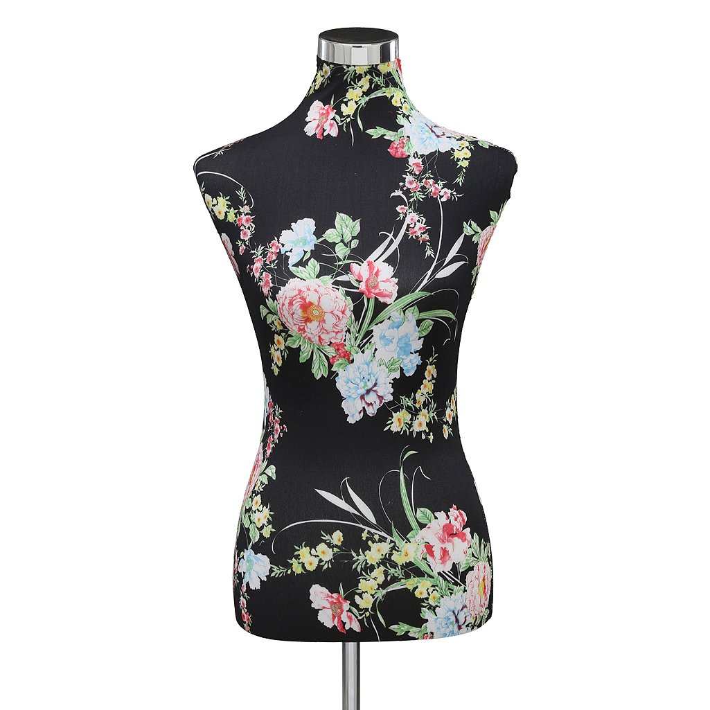 Loywe Manichino da sartoria, busto Torso da Donna per vetrine, con altezza regolabile Base quadrata in metallo Gr. 36/38 Nero e rosso LW6022