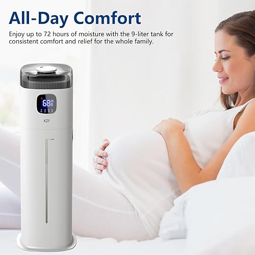 Miniatura 6 de Humidificador grande para dormitorio, humidificador ultrasónico de niebla fría de 9L2.5 galones con humidistato, boquilla de 360, nivel de niebla