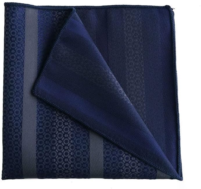 Men's British Retro Striped Polyester Silk Pocket Square Handkerchief for Weddings Business Suit Shirts