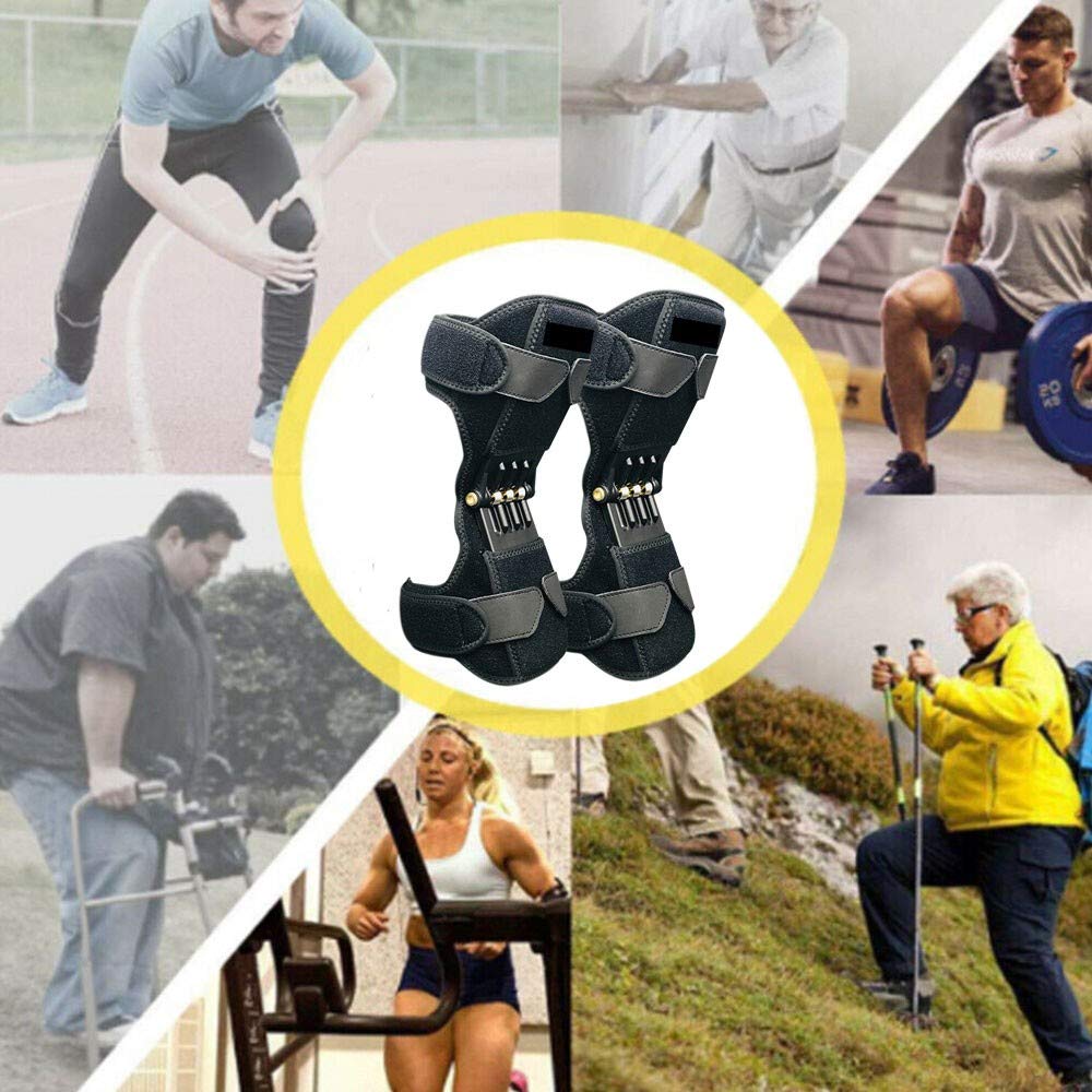 Knieschützer zur Gelenkunterstützung – Power Lift Kniestabilisatorpolster – Leistungsstarker Rückprall-Springkraft-Knieschutz-Booster – Kniebandage zur Linderung von Gelenkschmerzen – 1 Paar