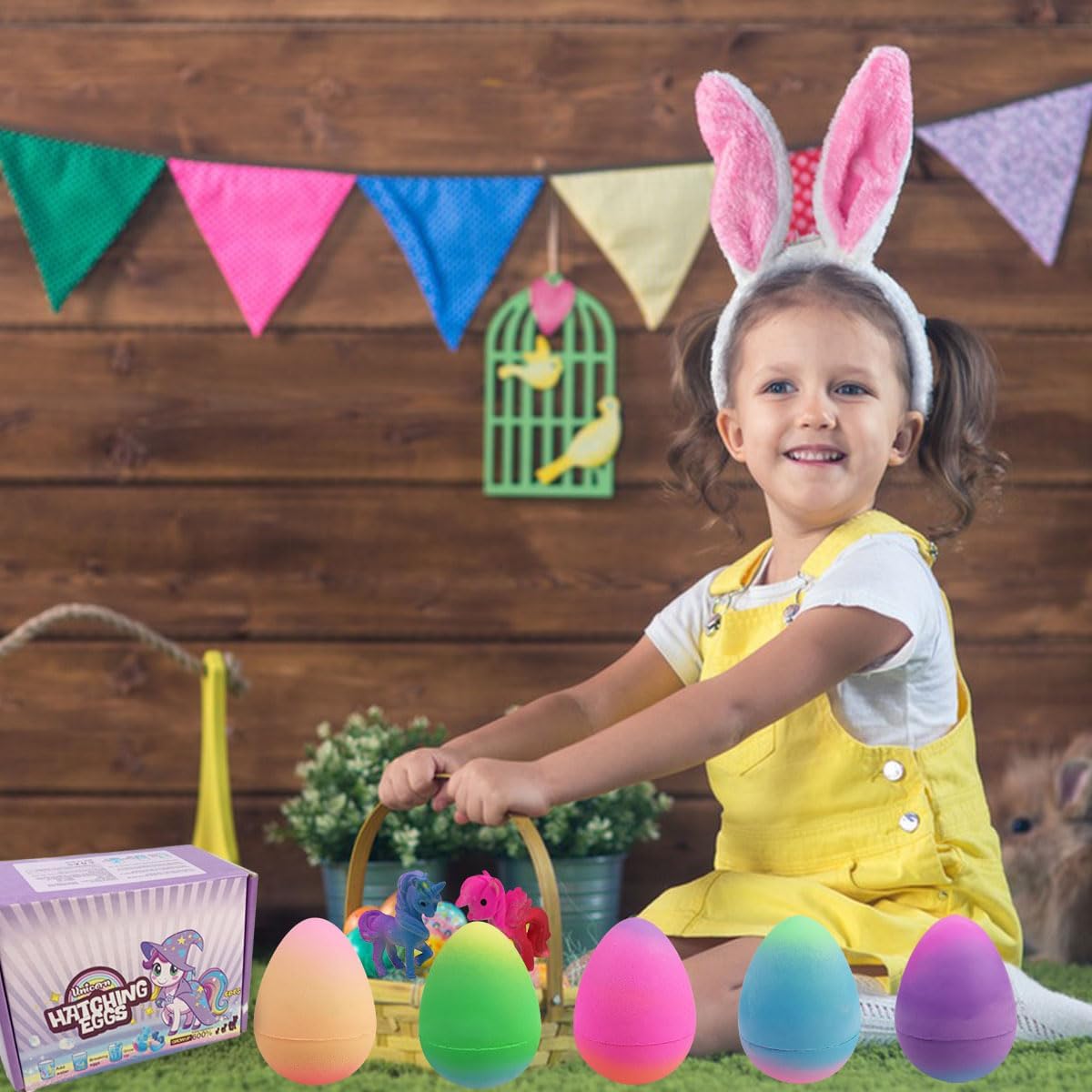 6 Pack Unicorn Hatching Surprise Eggs Unicorn Toys Easter Eggs for Kids Boys Girls Easter Basket Stuffers Gifts Birthday Party Favors Fillers