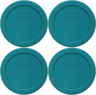 Pyrex 7201-PC 4-Cup Turquoise Plastic Replacement Food Storage Lid, Made in USA - 4 Pack