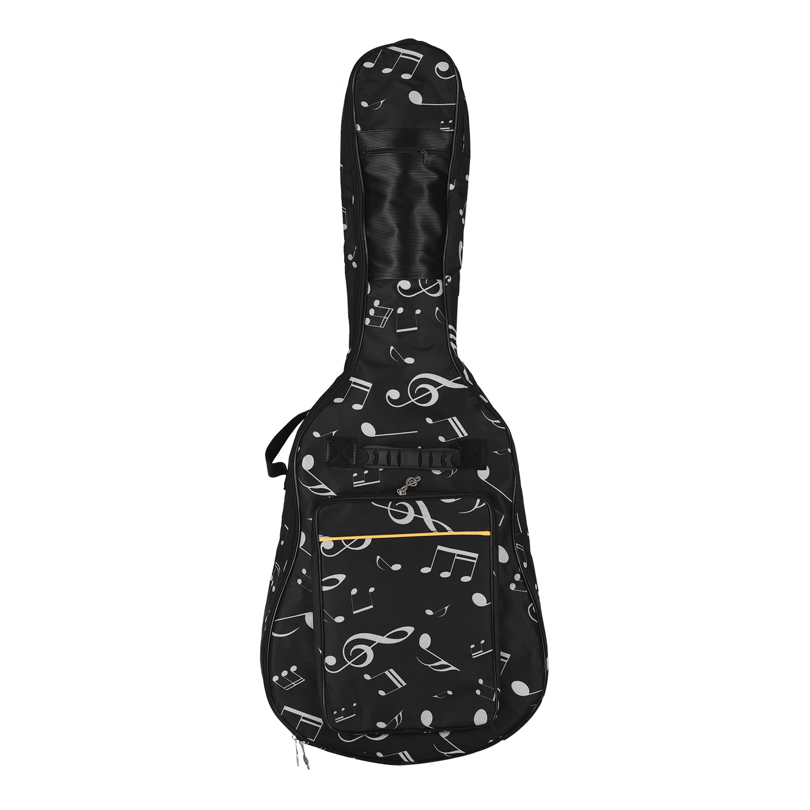 SEAFRONT Mochila para Guitarra de 41 Pulgadas, Tela Oxford, Correa Ajustable, Cojín Antigolpes, Guitarras Folk y Clásicas (Nota Blanca sobre Fondo Negro)