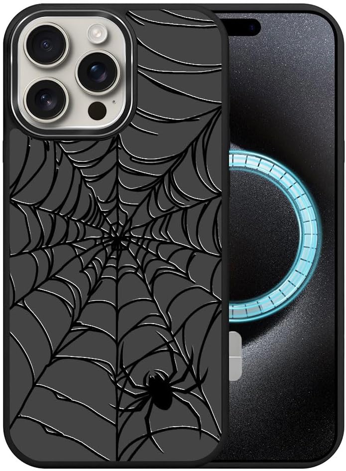 DAIZAG Case for iPhone 14 Pro, [Durable Shockproof Protective Magnetic Cover] [Compatible with MagSafe],Cool Spider Web Goth