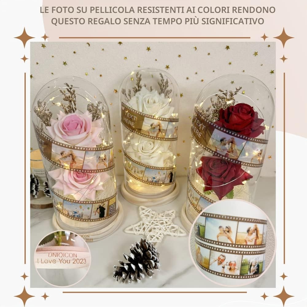 Rosa Stabilizzata Eterna in Vetro, Fiori Artificiali Realistici, Regalo per Donna Anniversario, Fidanzata,Festa della Mamma,Bella e la Bestia,Fiore Infinita Immortale,Regali Lei Amica Mamma Idea Donne