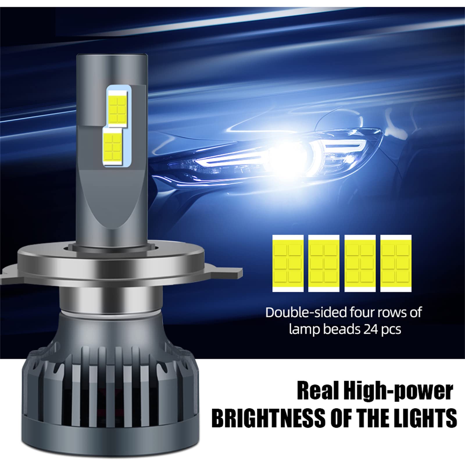 Bombillas LED Para Faros Delanteros, 100 W, 10000 Lúmenes, Kit De Conversión De Faros LED Superbrillantes, 6500 K, Blanco Frío, IP68 A Prueba De Agua, Paquete De 2,H4
