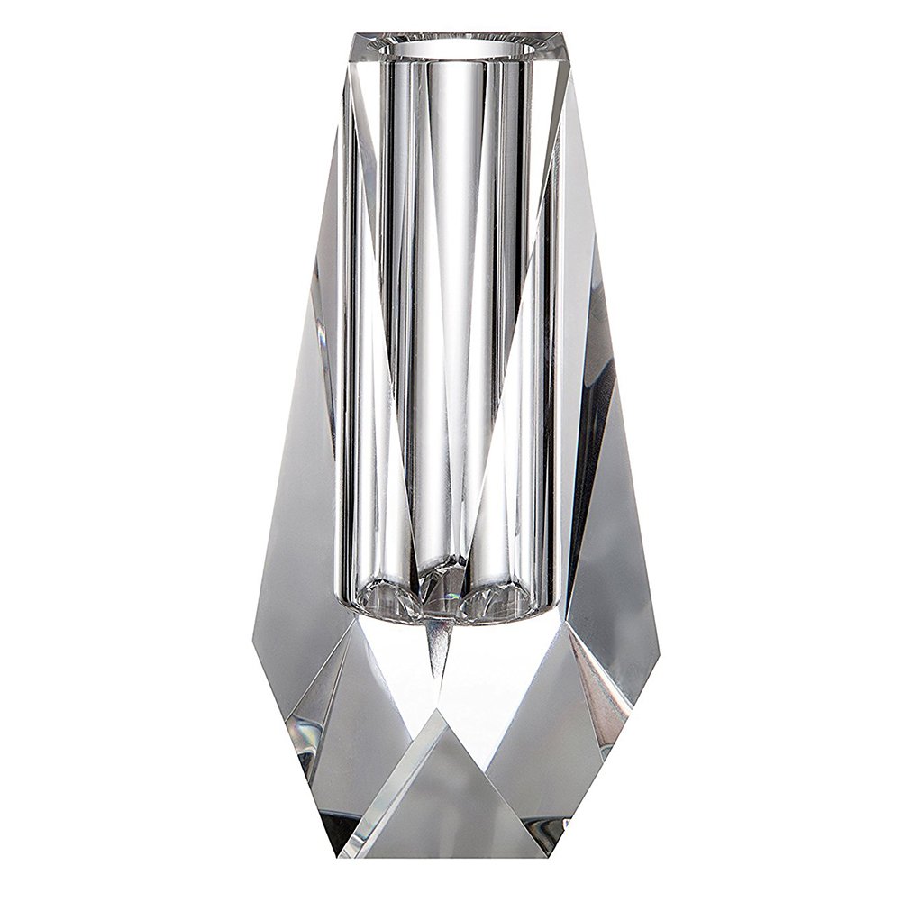 Donoucls Crystal Small Bud Flower Vase 4.4 Inch, Christmas Decorations for Home, Wedding or Gift - Clear with Gift Box