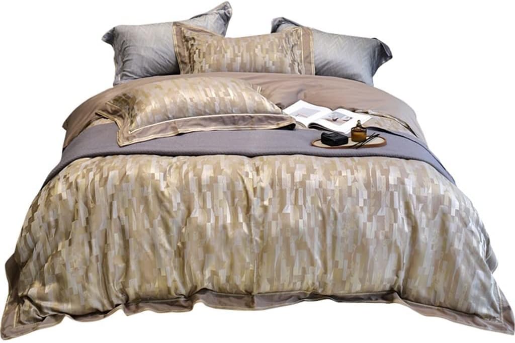 Bed quilt cover fourpiece set cotton bed sheet light luxury simple widefaced