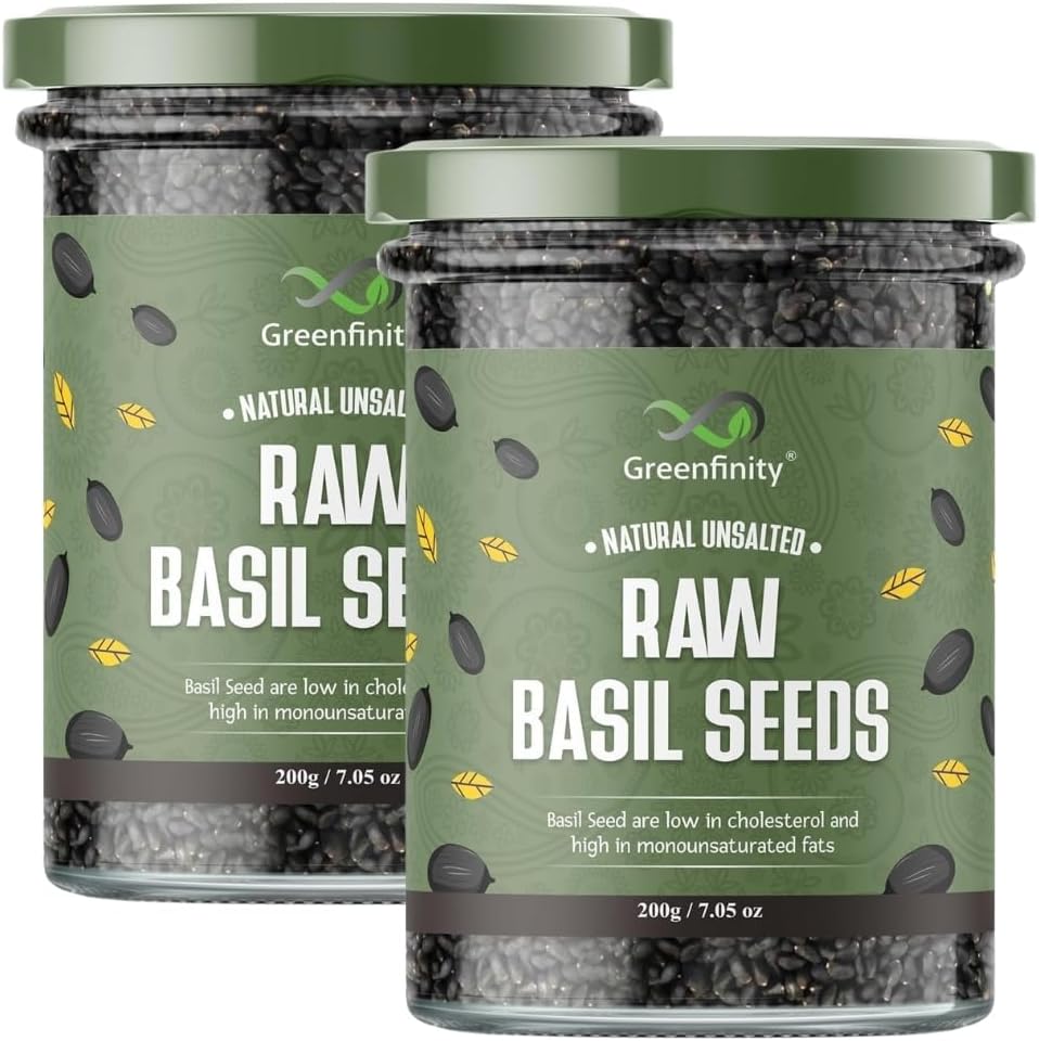 GreenFinity Basil Seeds | Weight Loss Support | Skin & Hair Health Enhancer | Immunity Booster | 400g Total (Pack of 2 x 200g).