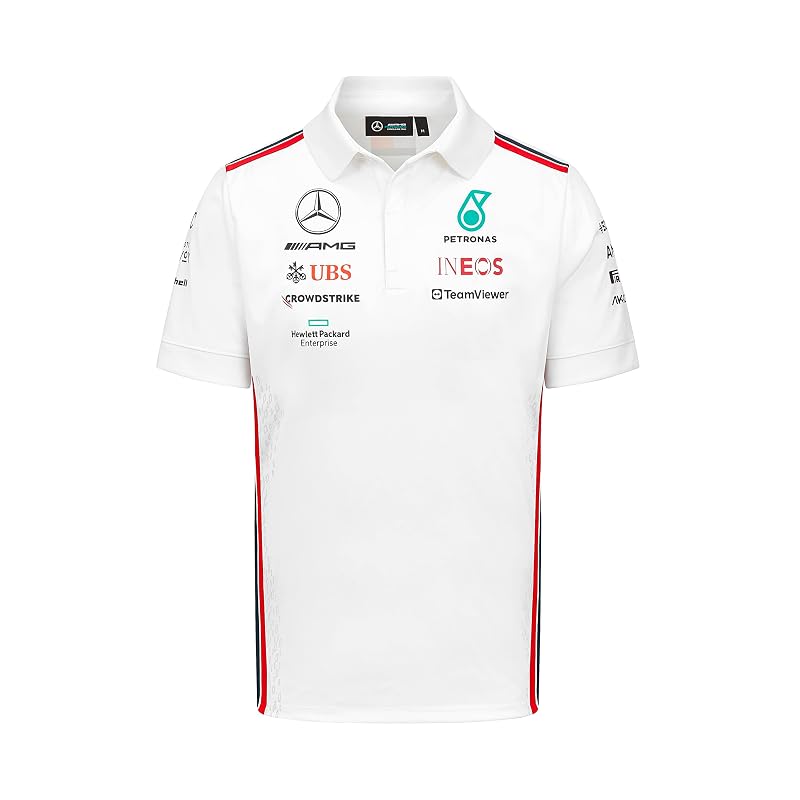 Camisa Polo Mercedes AMG Petronas Formula One Team 2023, Branca, Masculina, Tamanho S