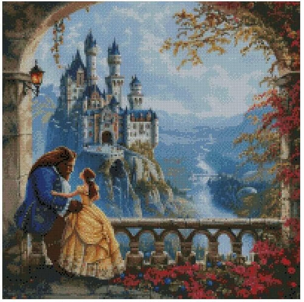Thomas kinkadeディズニー クロスステッチ 完成品美女と野獣 クロスステッチ ディズニー美女と野獣
