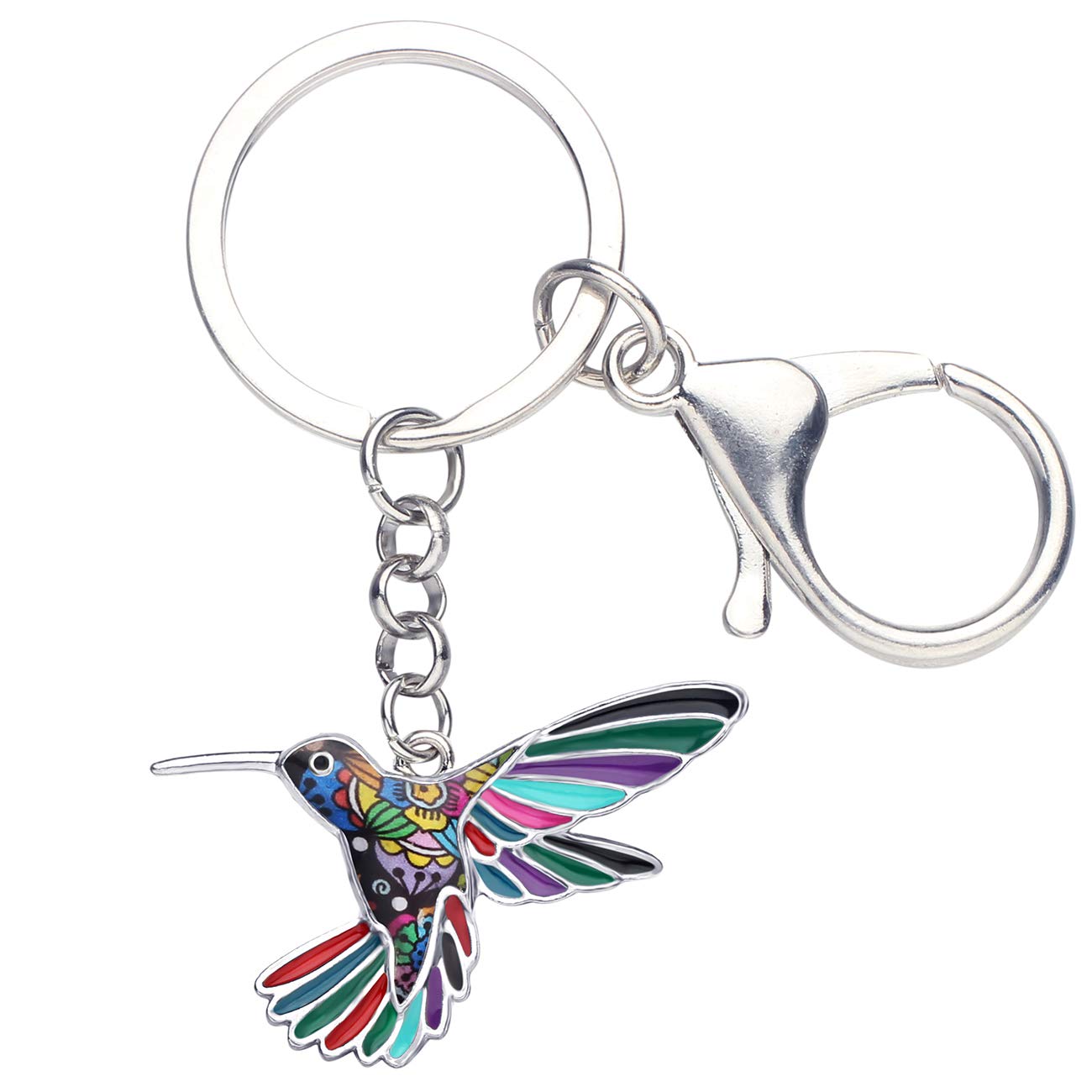 BONSNY Enamel Metal Hummingbird Key chains For Women Girls Gifts Car Purse Birds Pendant Charms (Multicoloured)