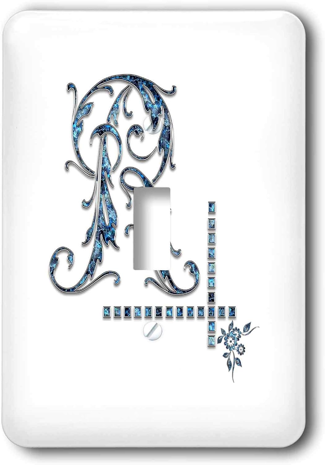 3dRose Single Toggle Switch Image of blue gemstone impressive monogram. Pretty initial R (lsp_301192_1)