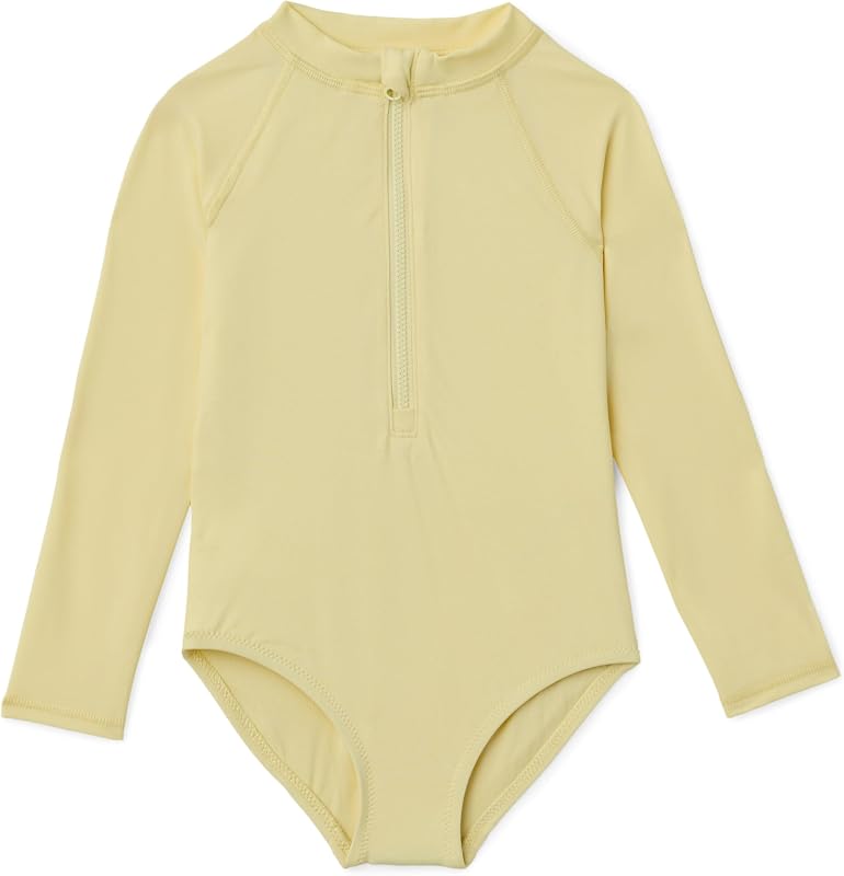 Girls' Rash Guard One-Piece Swimsuit, Long Sleeve