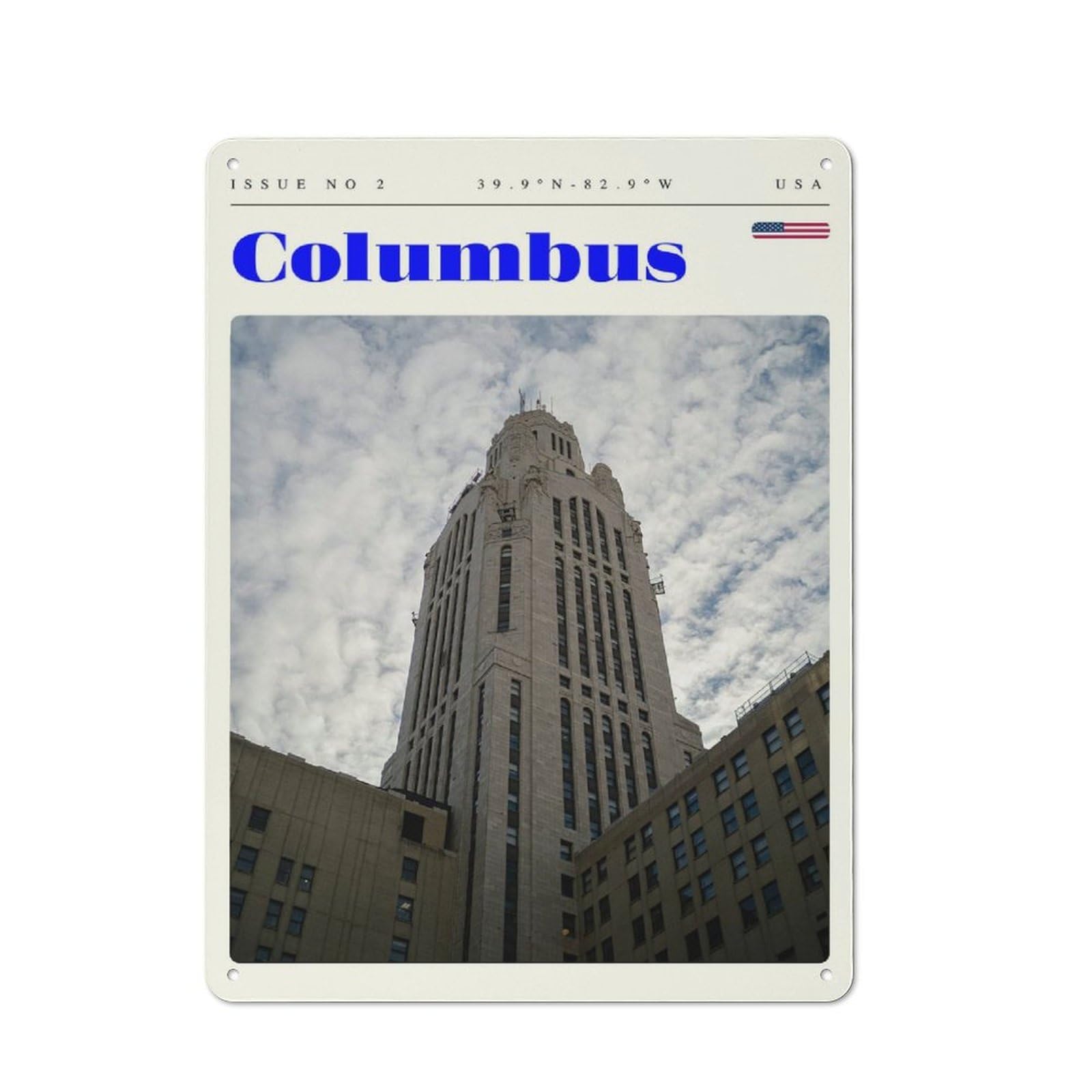Junmoney Style-4 Classic Columbus Ohio Cityscape Travel Art Metal Wall Art Sign 40X30cm, Vintage Wall Decor For Lounge, Study, Pub Or Wall Gallery