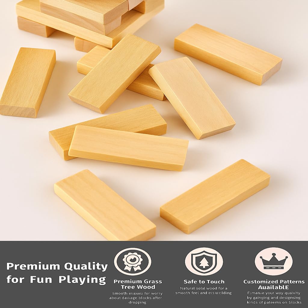 Toyrific Premium Wooden Tower Balance Blocks Game 39 Pieces Stacking Game for Kids Adults Family Party Indoor Outdoor Tabletop Premium Gift Set 2