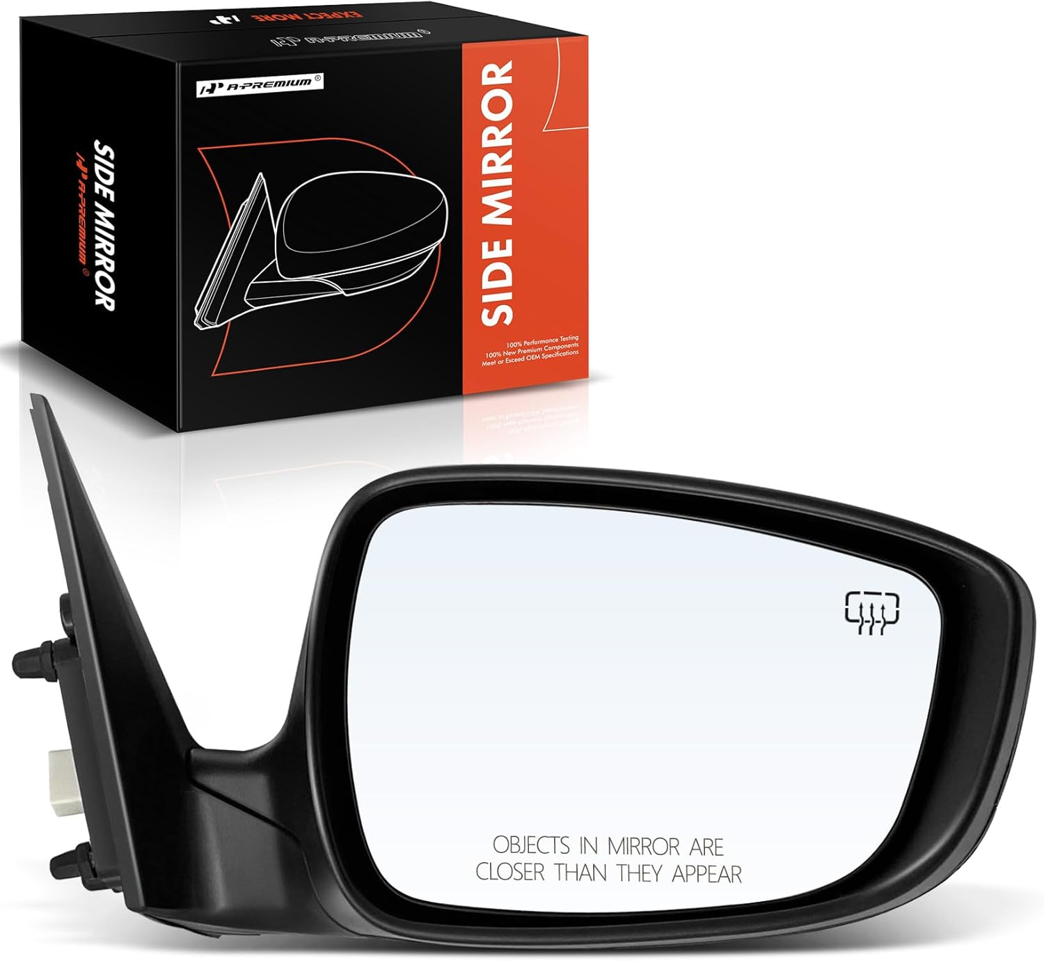 A-Premium Passenger Side Power Door Mirror - Compatible with Hyundai Elantra 2014-2016 - Heated Manual Folding Black Outside Rear View Mirror - Replace# 876203X680