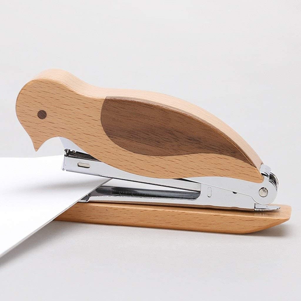 fhda Agrafeuse Portable Mini agrafeuses de Bureau créatives en Bois Bureau Pratique agrafeuse de Bureau Reliure Papeterie
