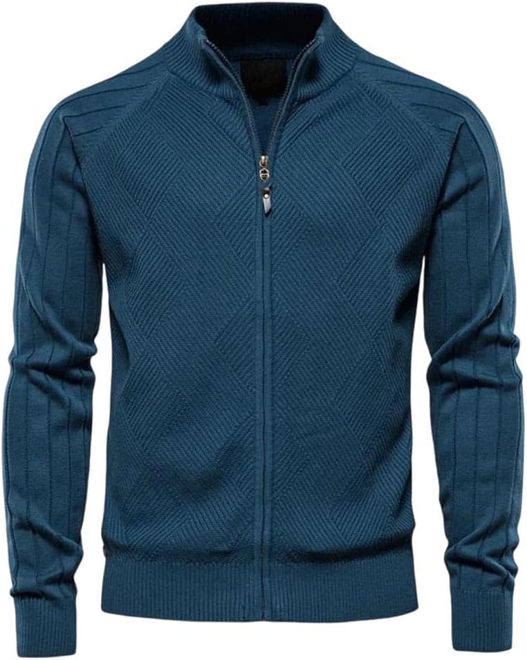 Solid Color Cardigan Men Casual Zipper Cotton Sweaters Fashion Basic Cardigans for Men